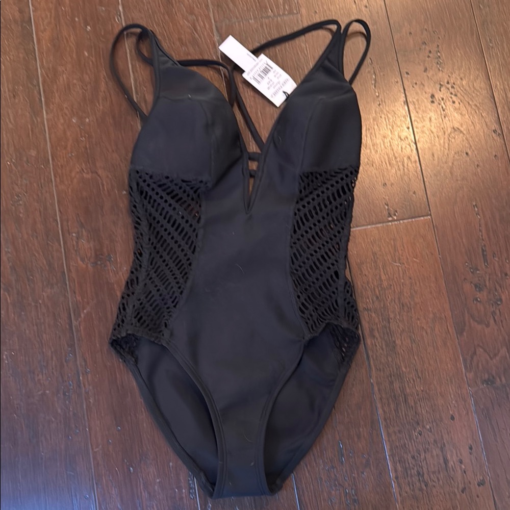 Robin Piccone Black Mesh Swimsuit with tags